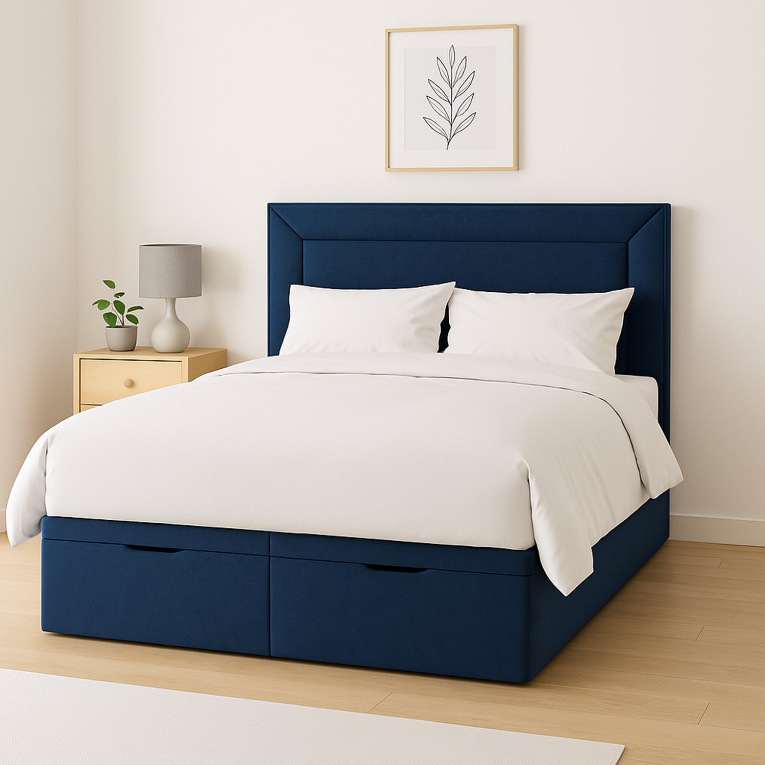 Millbrook Border Superking Fabric EndLift Ottoman Bed - Blue