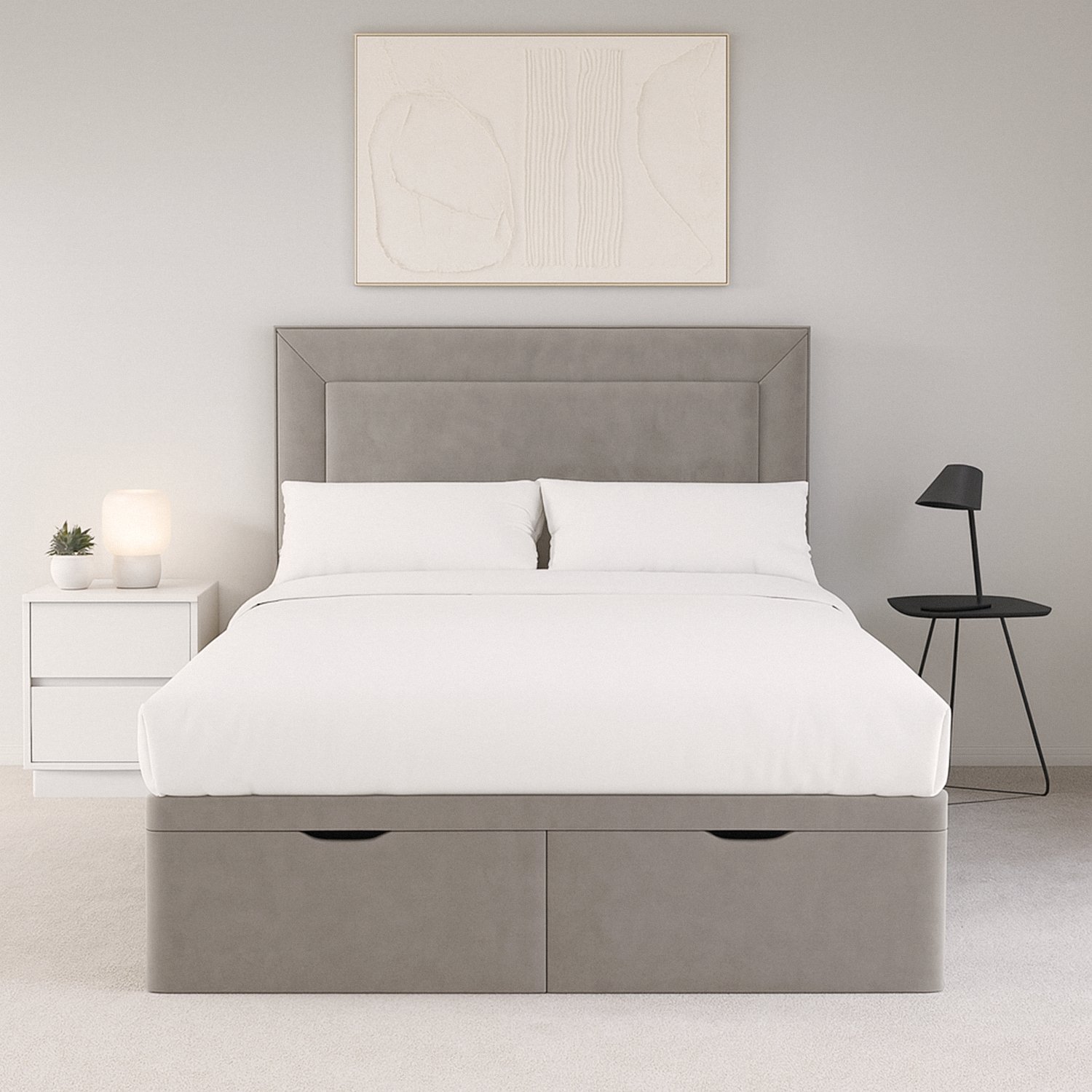 Millbrook Border Superking End Lift Ottoman Bed- Natural