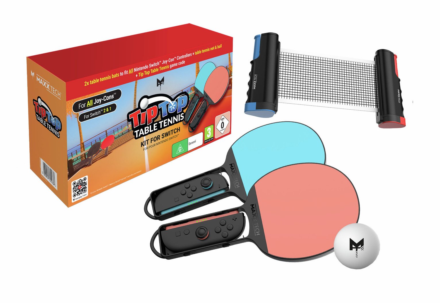 Maxx Tech Tip Top Table Tennis Kit For Nintendo Switch 2 & 1