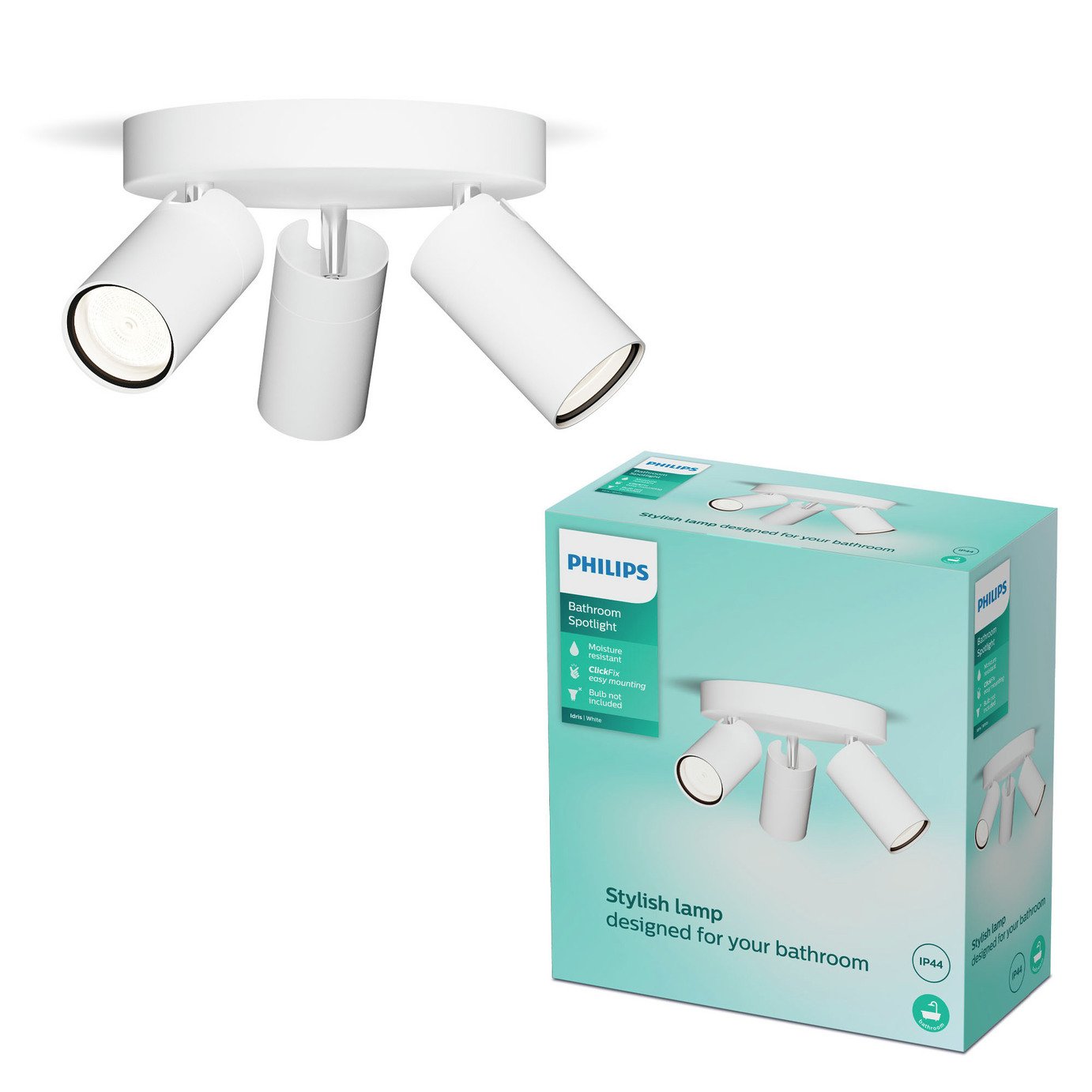 Philips Idris Metal 3 Light Plate Spotlight - White