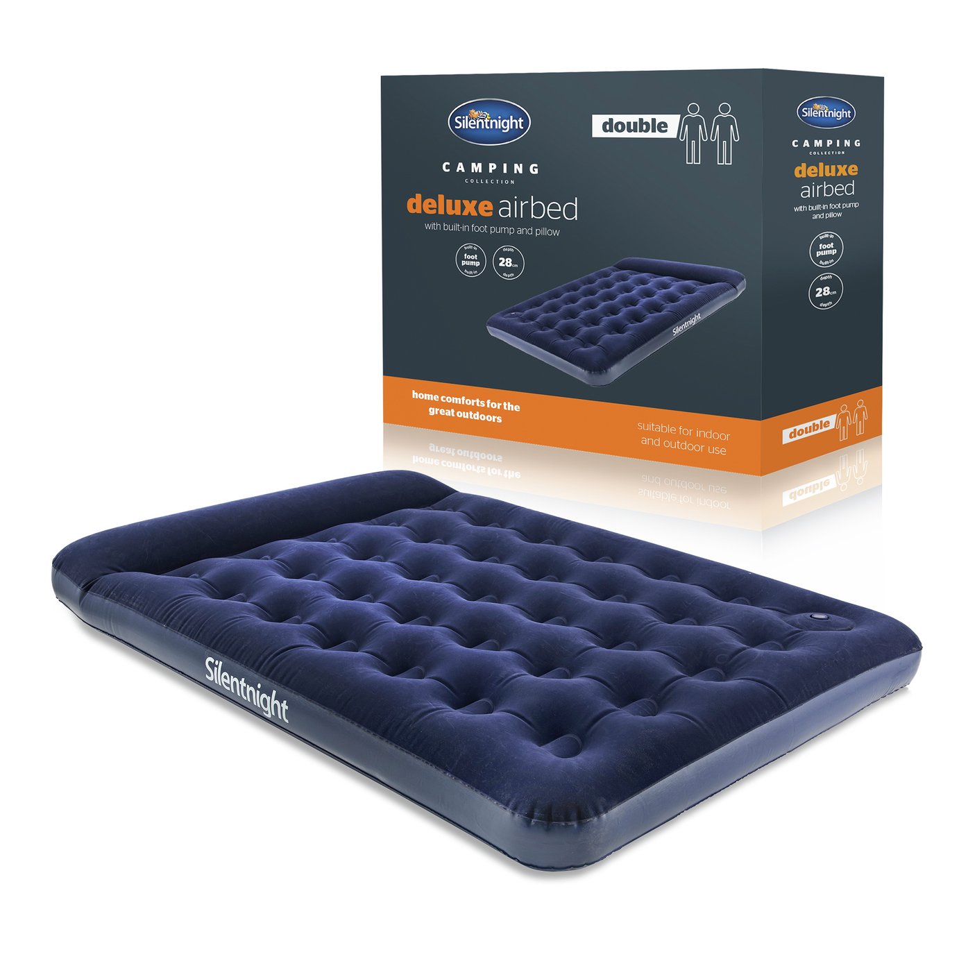 Silentnight Double Airbed with Foot Pump and Pillow