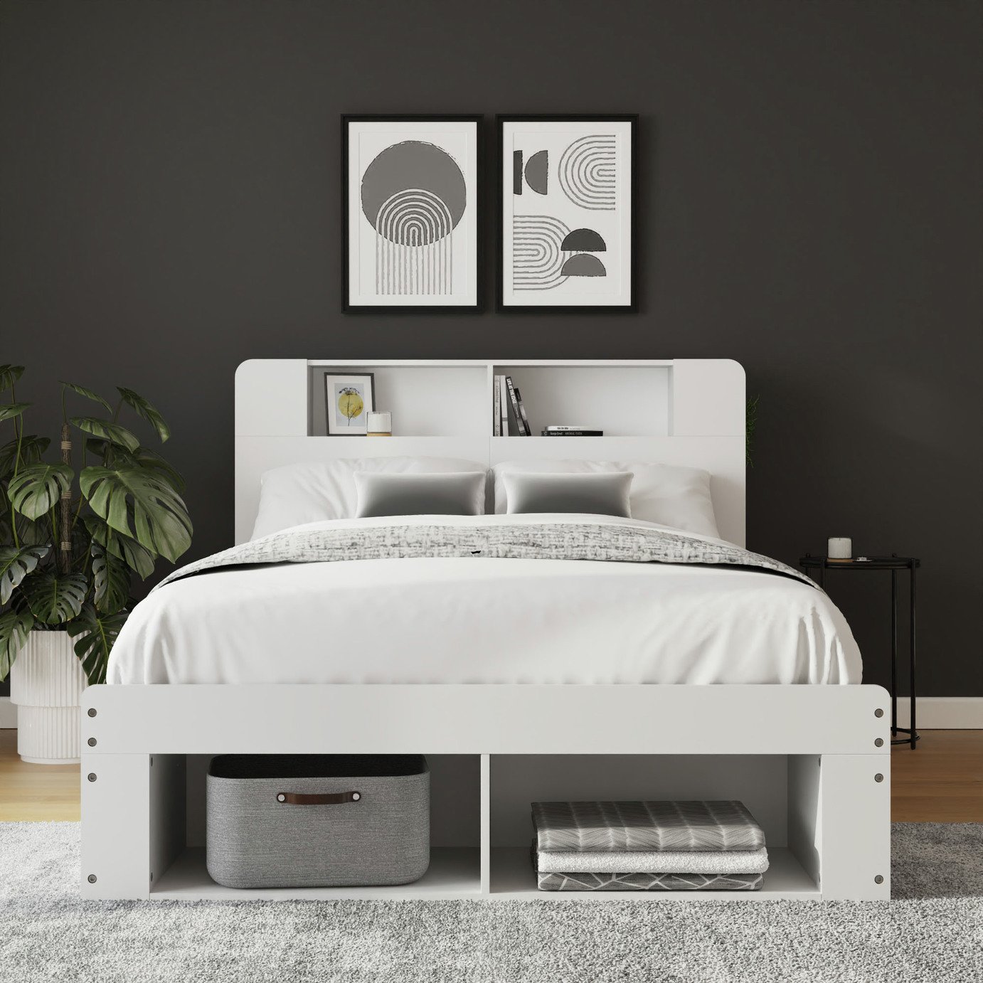 GFW Anya End Lift Kingsize Ottoman Bed - White