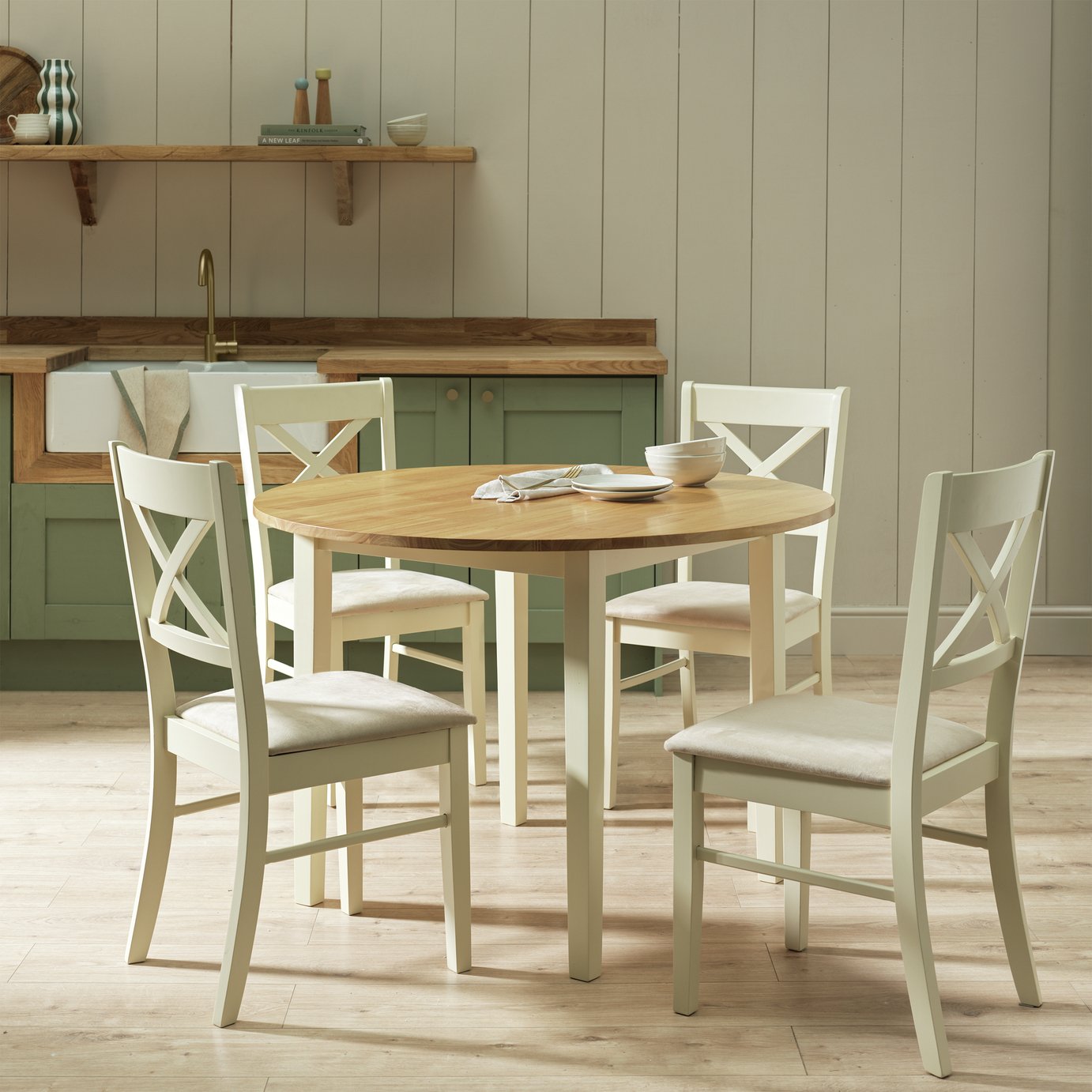 Argos Home Chicago Cream Round Dining Table and 4 Chairs