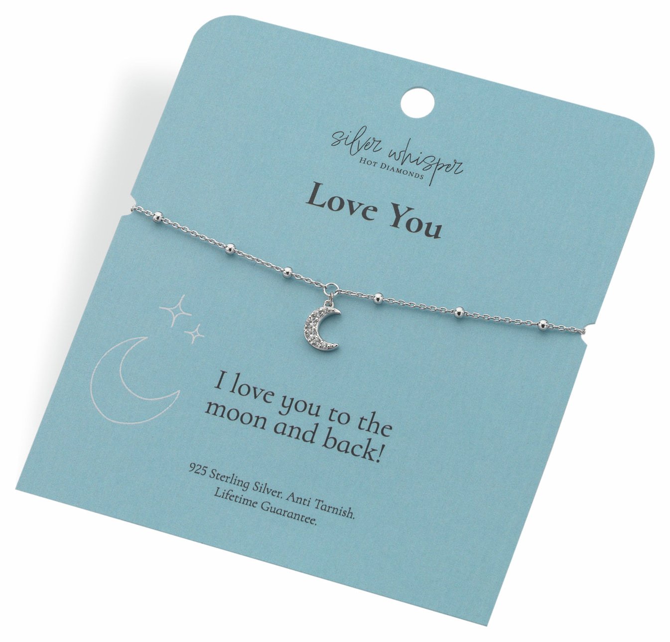 Hot Diamonds Sterling Silver Love You Moon Charm Bracelet