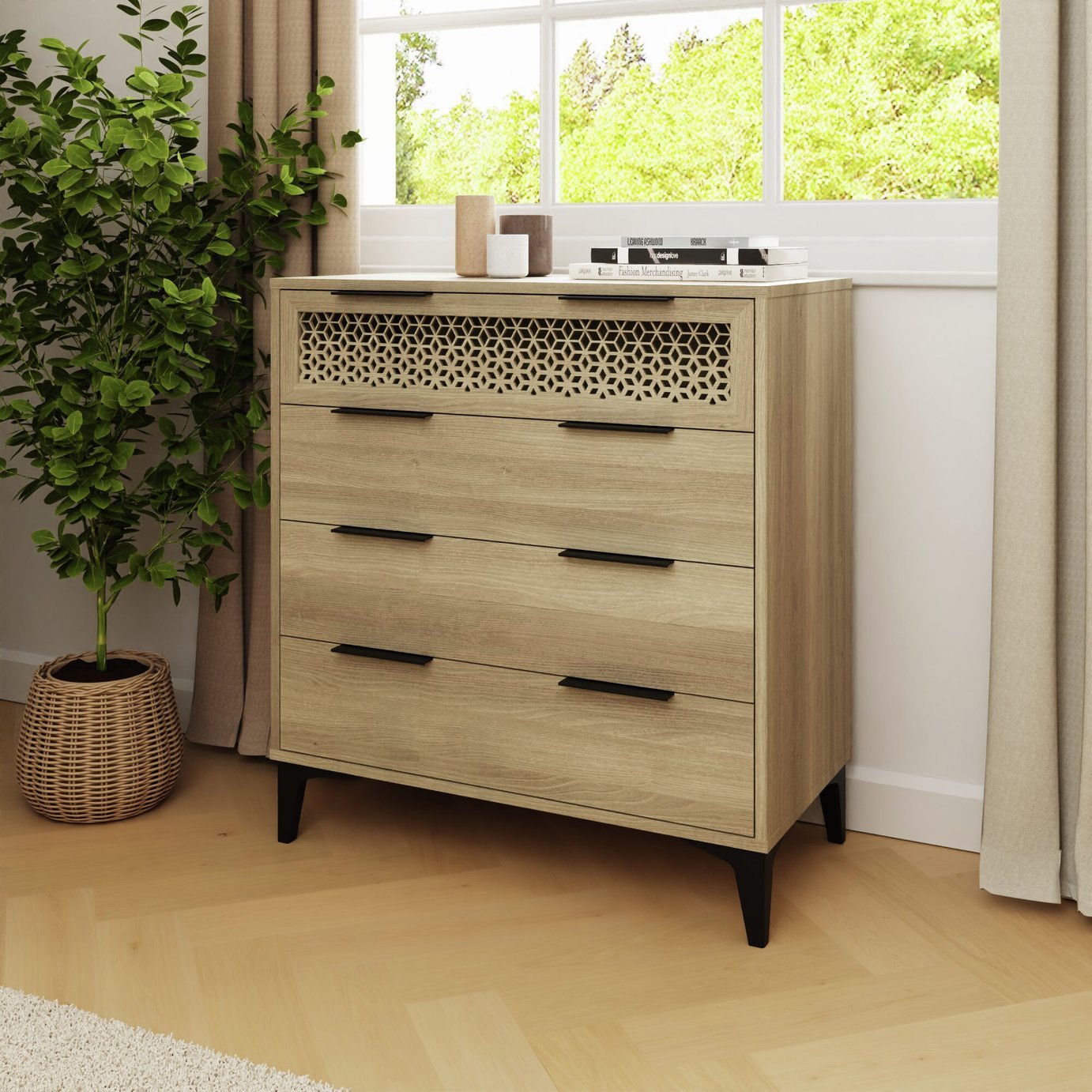 GFW Ezra 4 Drawer Chest - Oak
