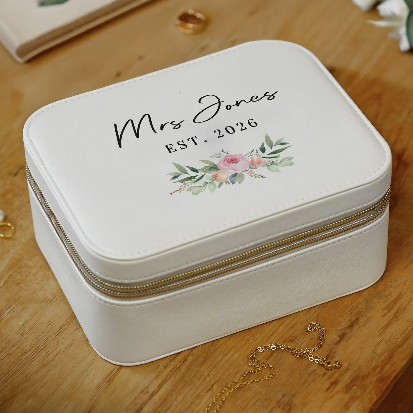 Personalised Message Wedding Travel Jewellery Box