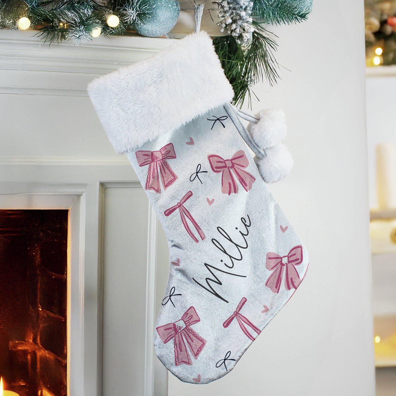 Personalised Message Pink Box Christmas Stocking