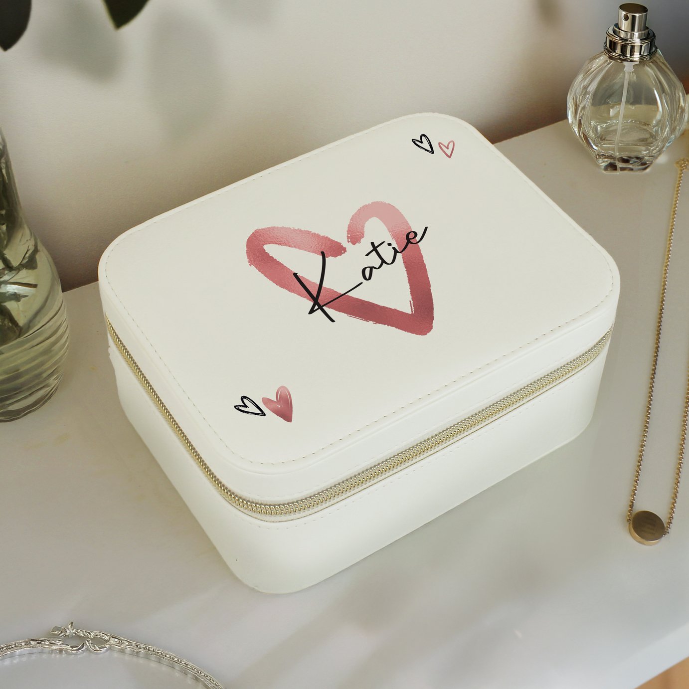 Personalised Message Heart Travel Jewellery Box