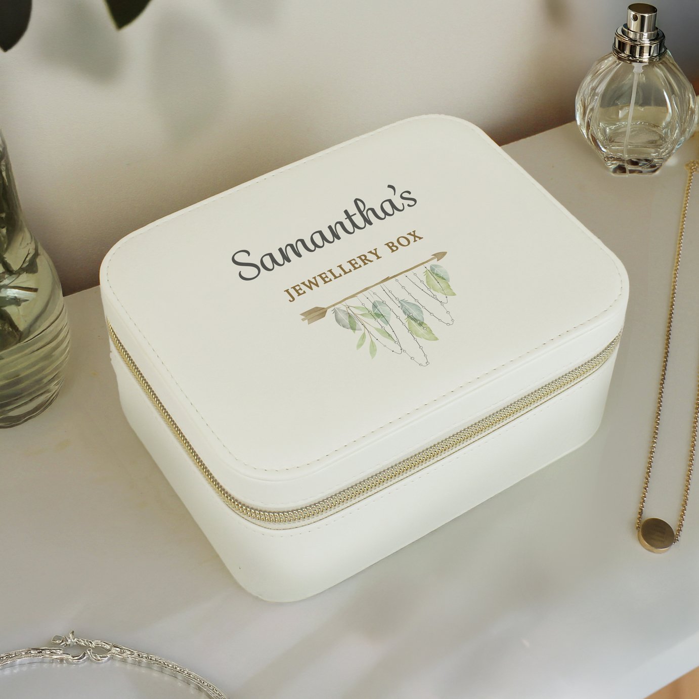 Personalised Message Botanical Travel Jewellery Box