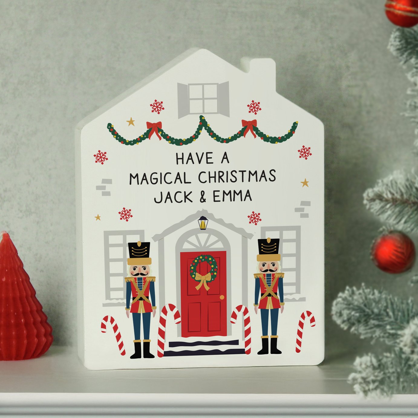 Personalised Message Nutcracker House Ornament