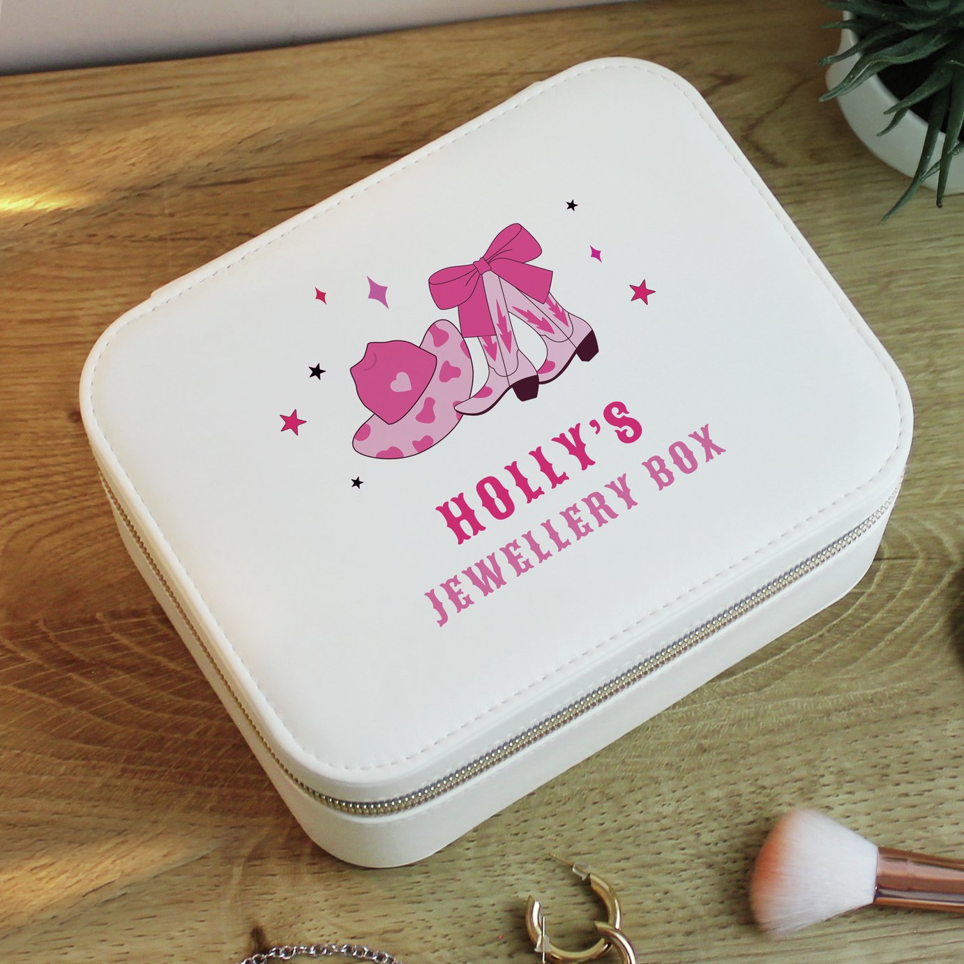 Personalised Message Cowgirl Travel Jewellery Box