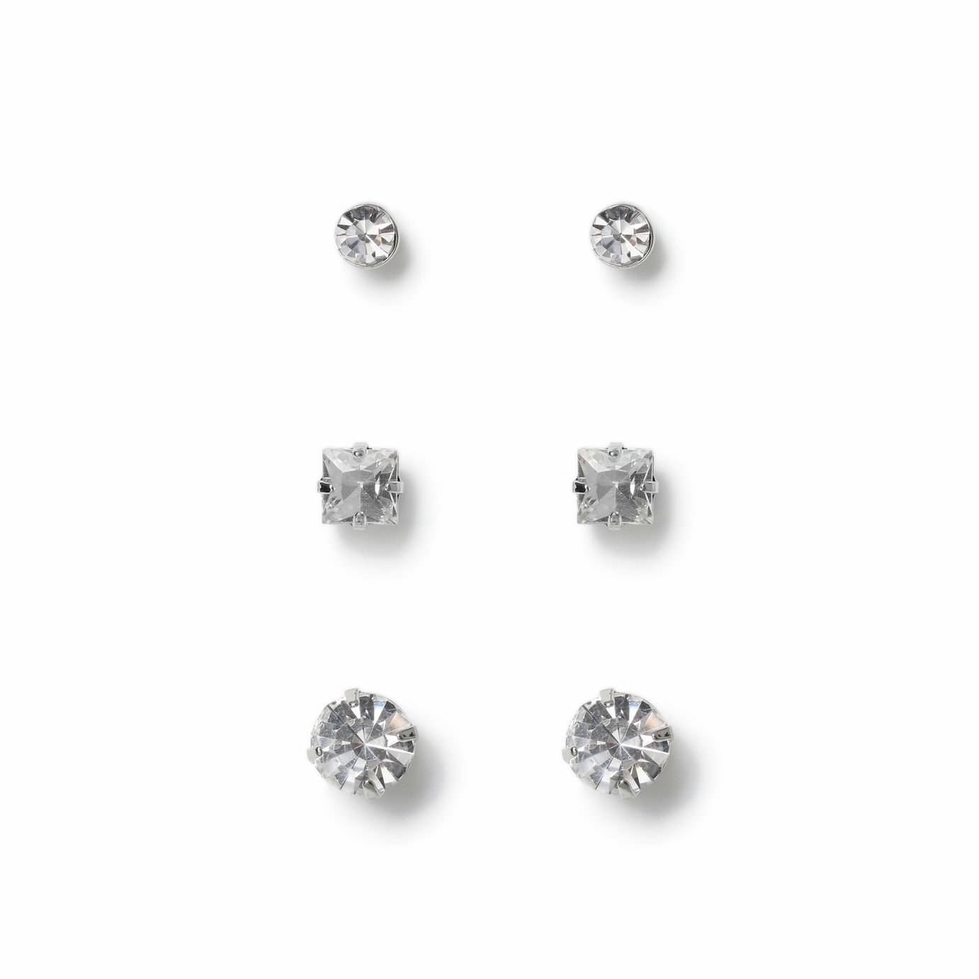 Uncommon Souls Men's Crystal Pack Of 3 Stud Earrings