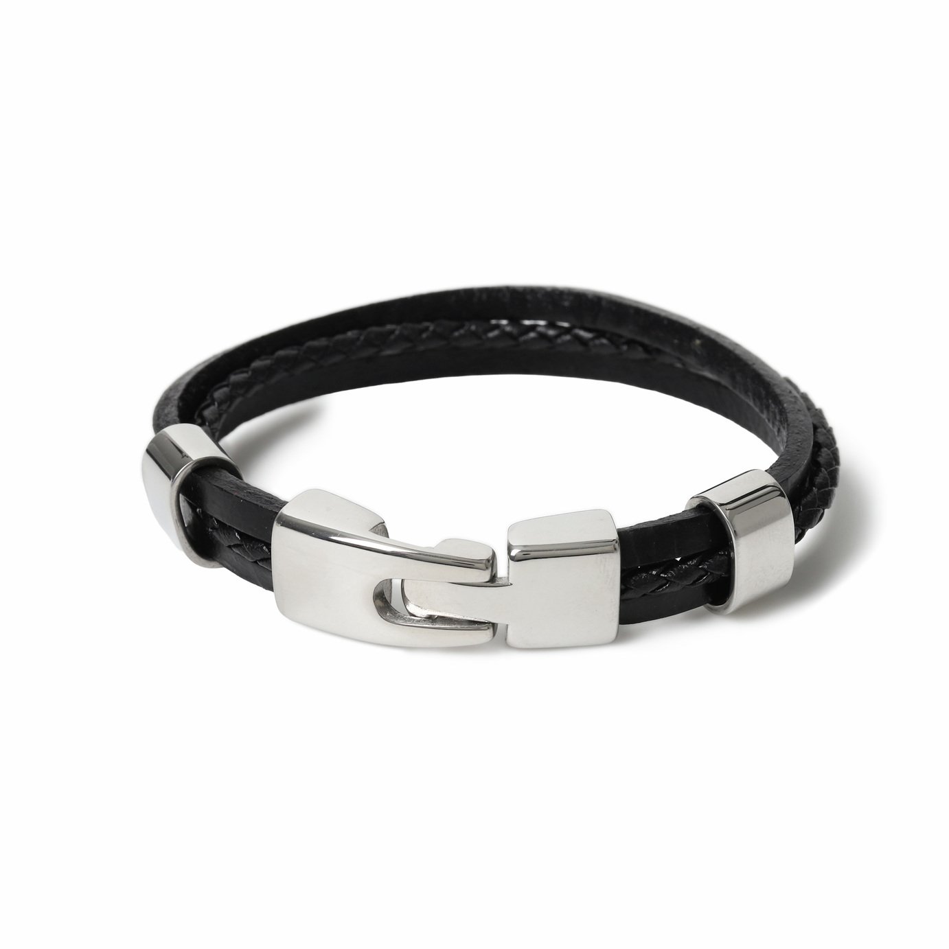 Uncommon Souls Men's Leather Clasp Bracelet