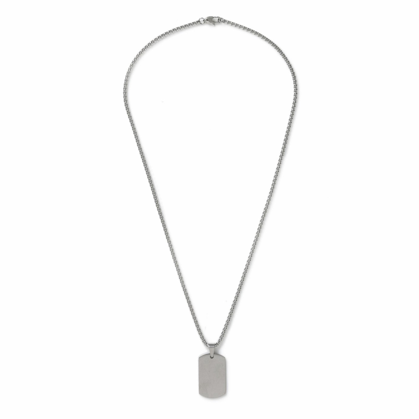 Uncommon Souls Men's Silver Dog Tag Pendant Necklace 