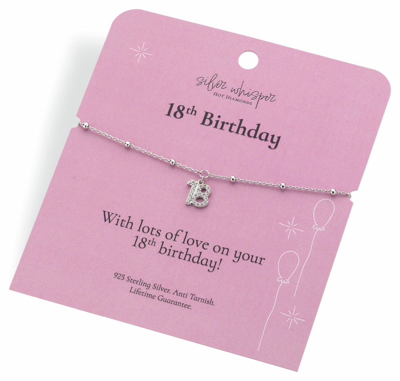 Hot Diamonds Sterling Silver 18th Birthday Charm Bracelet