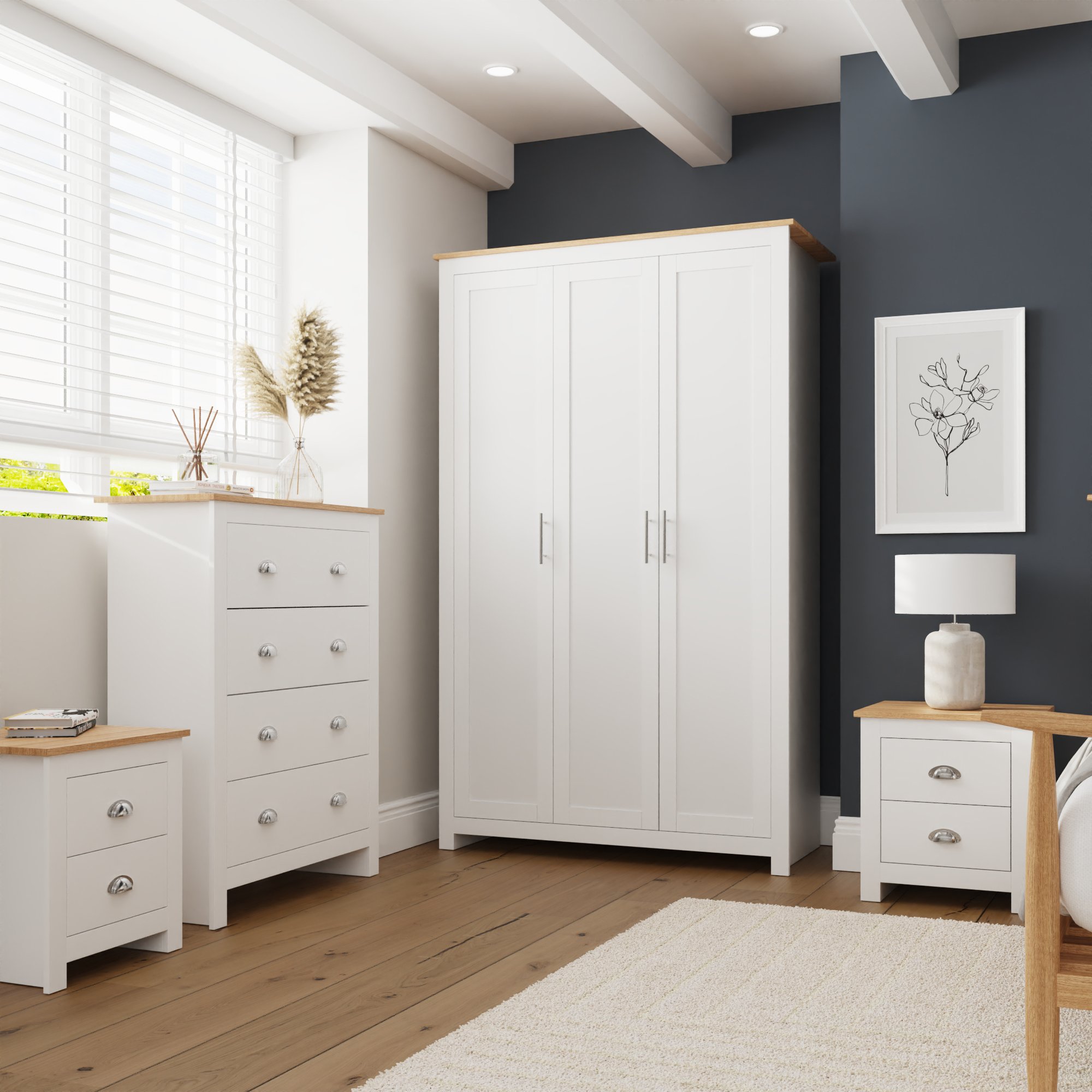 GFW Lancaster 4 Piece Bedroom Set - White