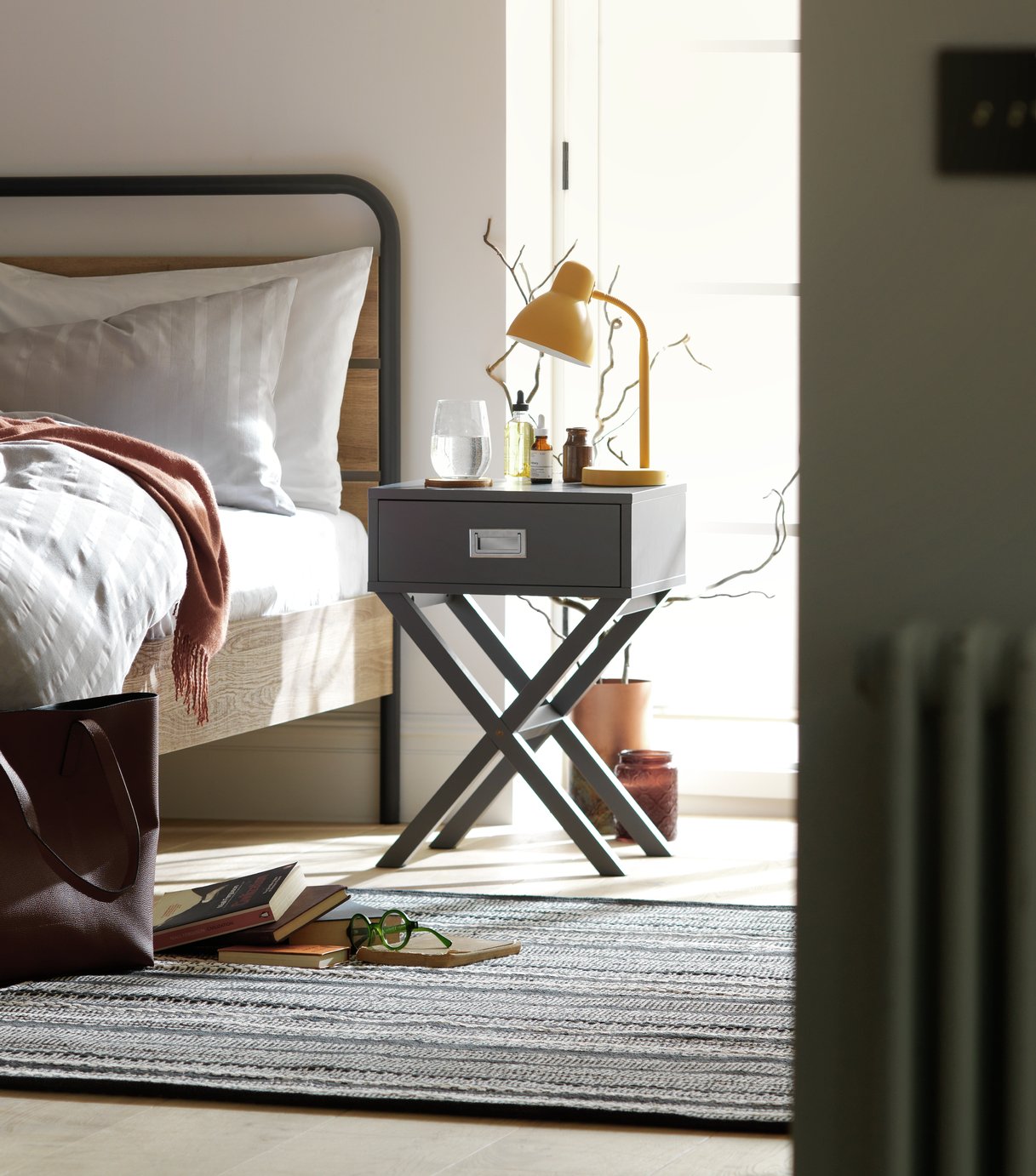 Habitat X Frame Bedside Table - Grey