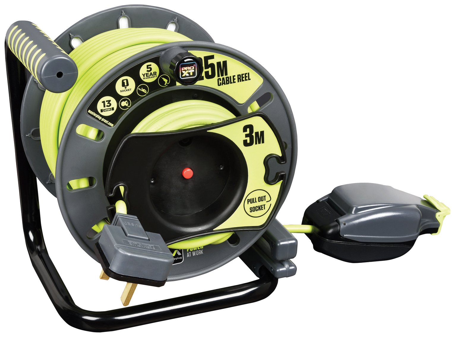 Masterplug Pro-XT 1 Socket 25+3m Cable Reel