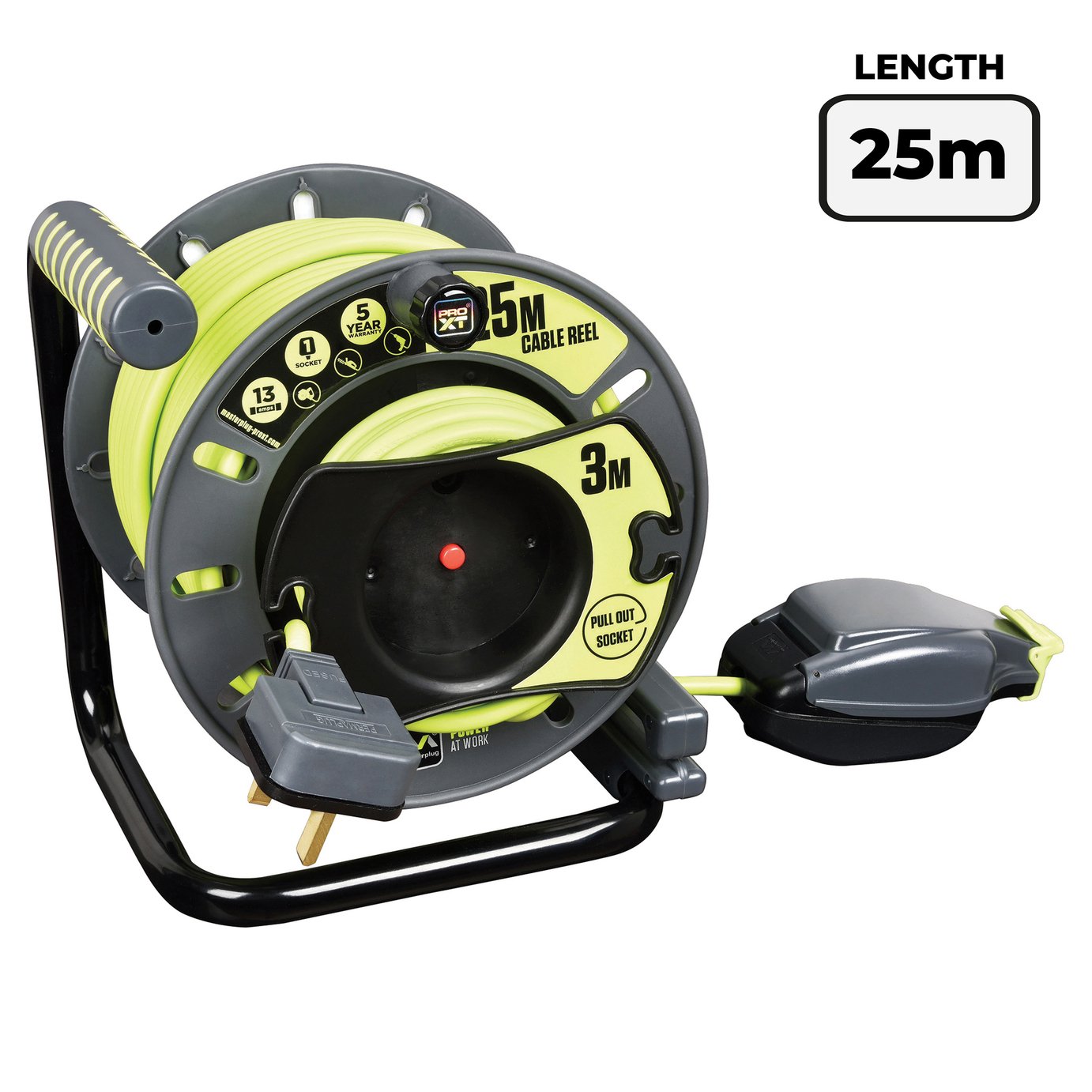 Masterplug Pro-XT 1 Socket 25+3m Cable Reel