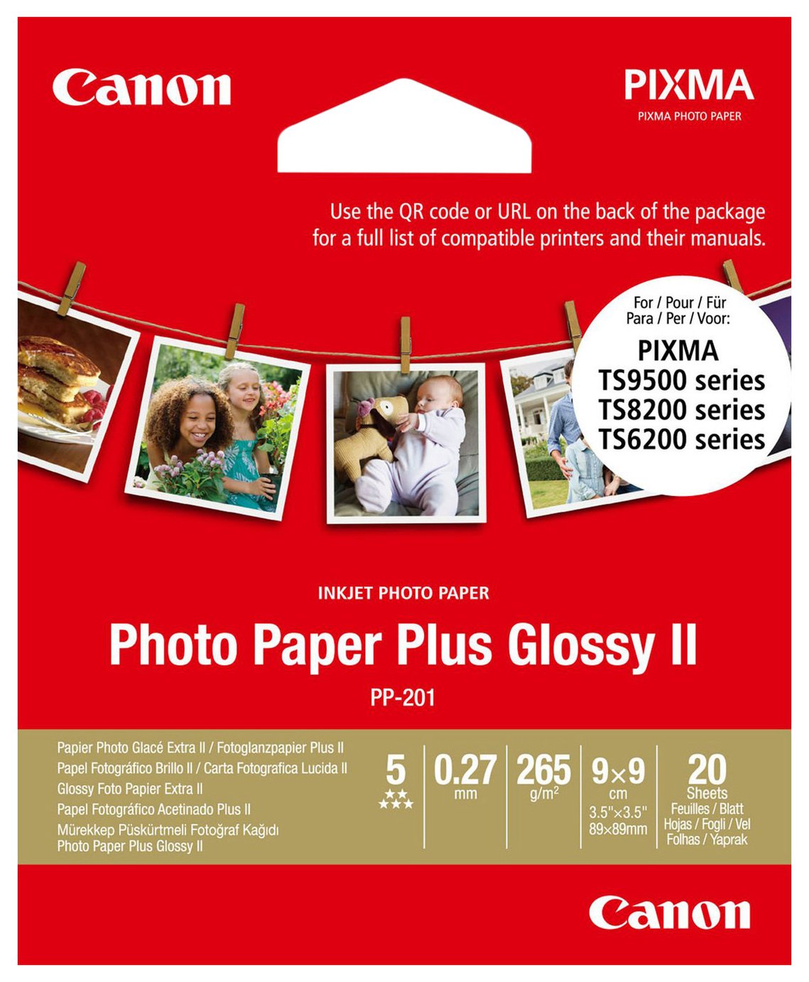 Canon 3.5 x 3.5in Photo Paper Pack - 20 Sheets