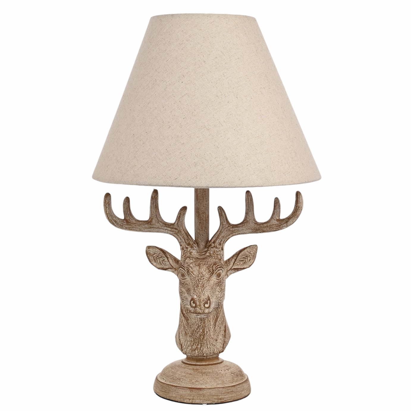 Hestia Wood Effect Stags Head Table Lamp 18 inch