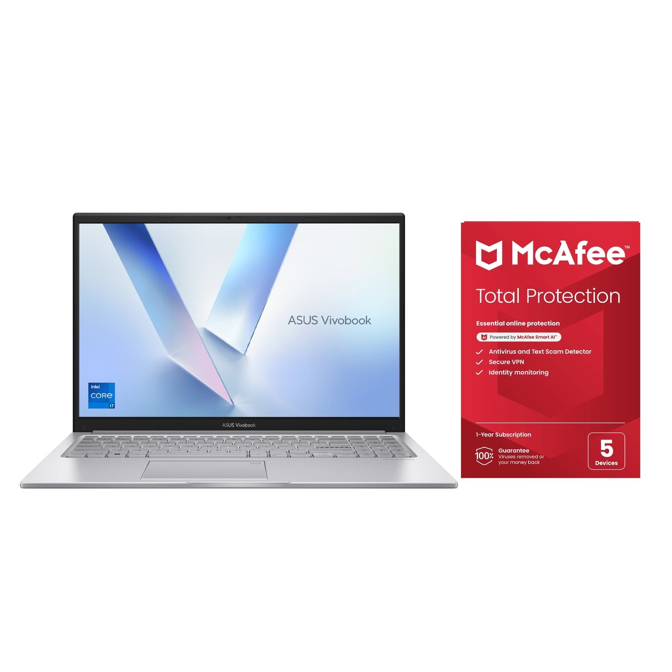 ASUS Vivobook 15 15.6in Core 7 16GB 1TB Laptop Bundle-Silver