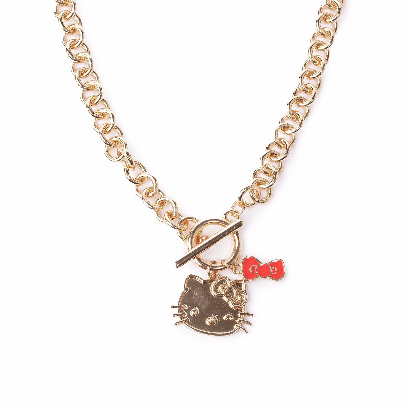 Custard London Hello Kitty Gold Tone T-Bar Pendant Necklace