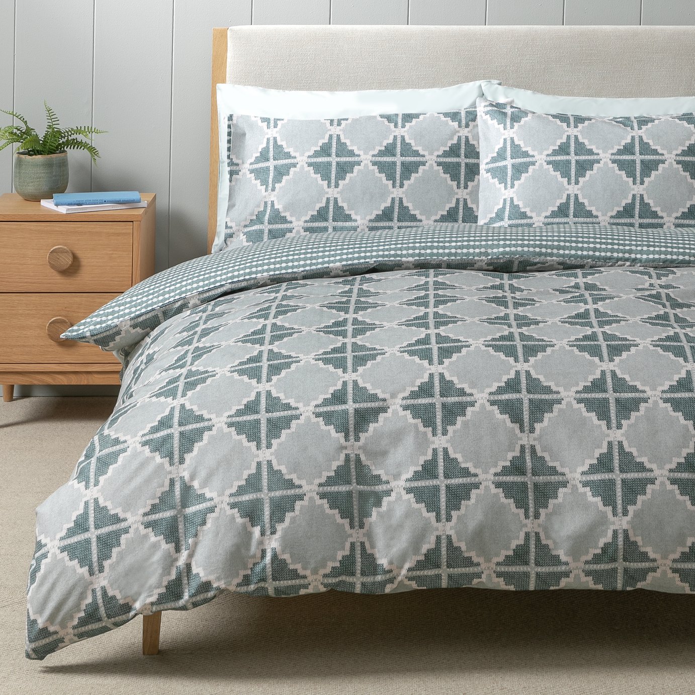 Habitat Geo Dash Green Bedding Set - Single