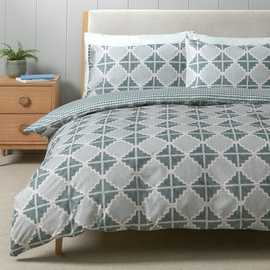 Habitat Geo Dash Green Bedding Set - Single