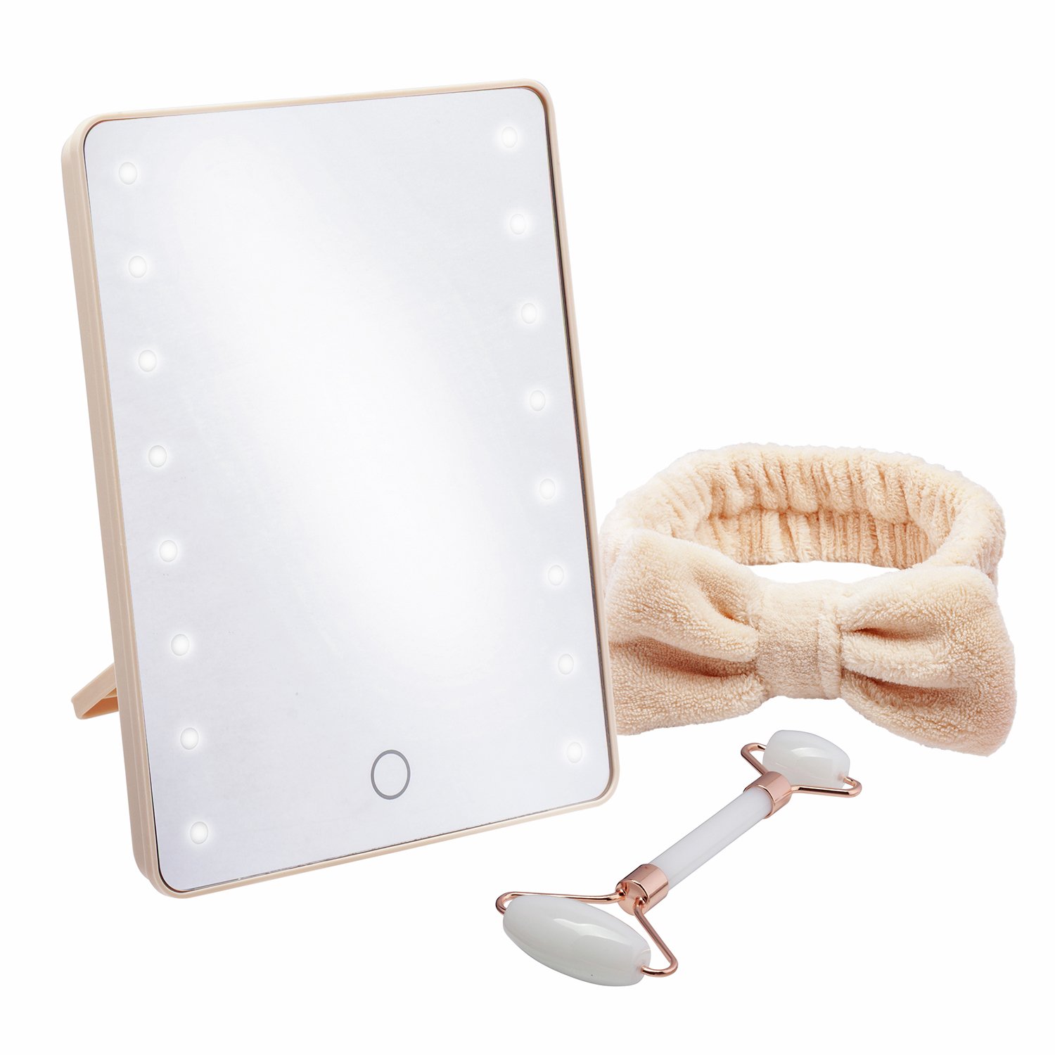 Sensio LED Mirror and Jade Facial Roller Gift Set