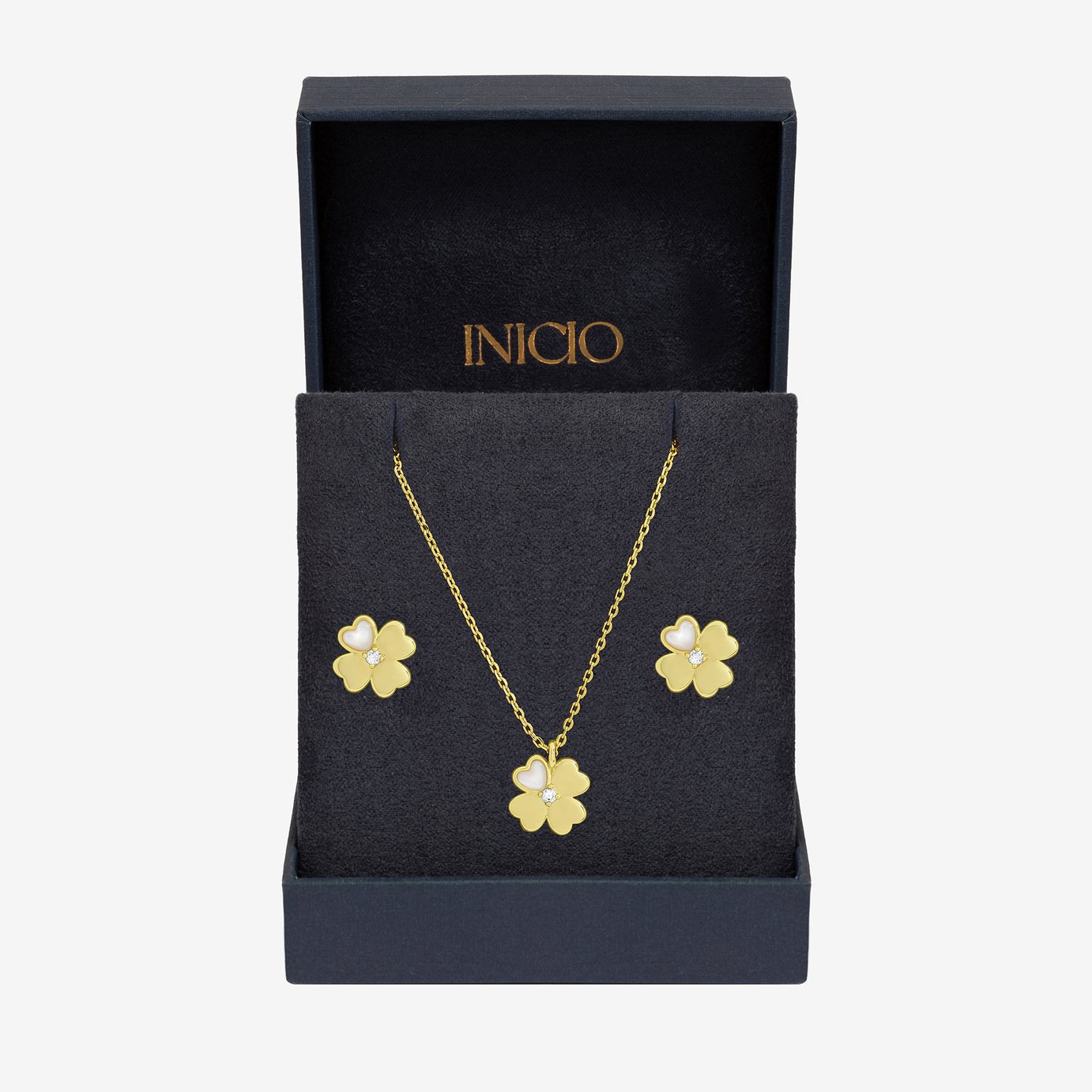 Inicio 14K Gold Plated and Cubic Zirconia Clover Set