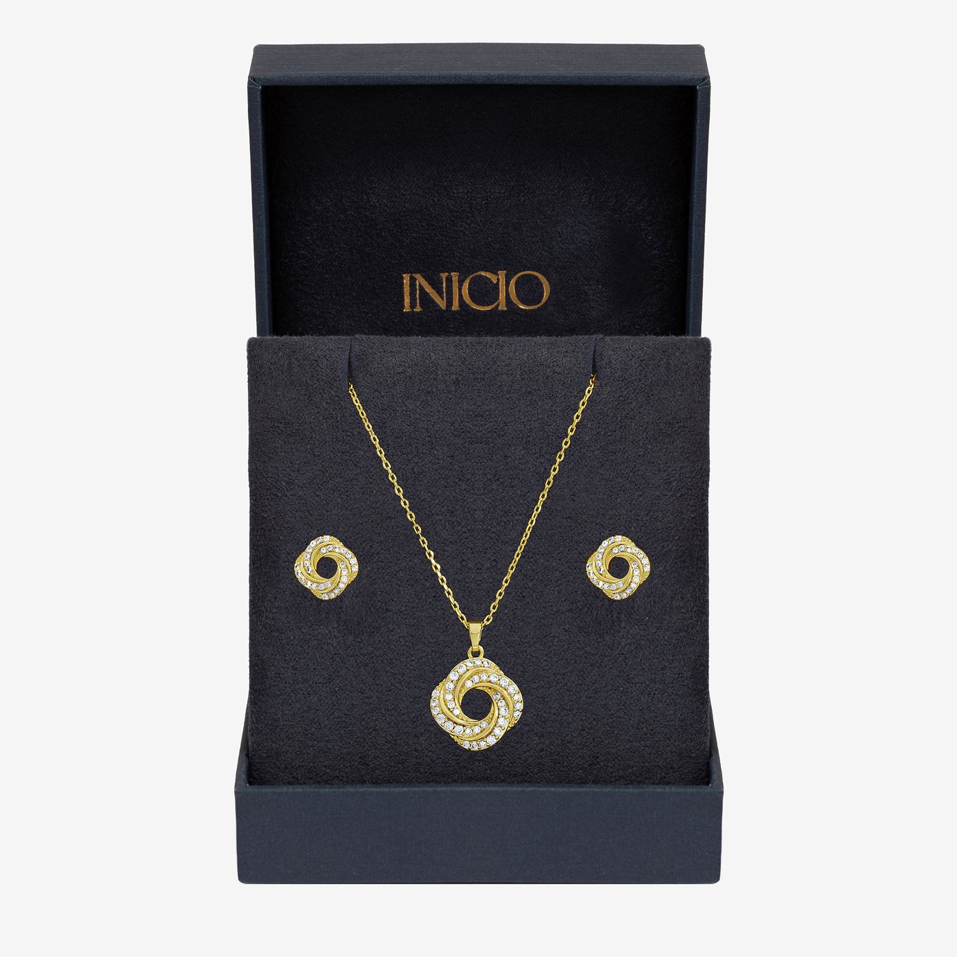Inicio 14K Gold Plated and Cubic Zirconia Open Knot Set