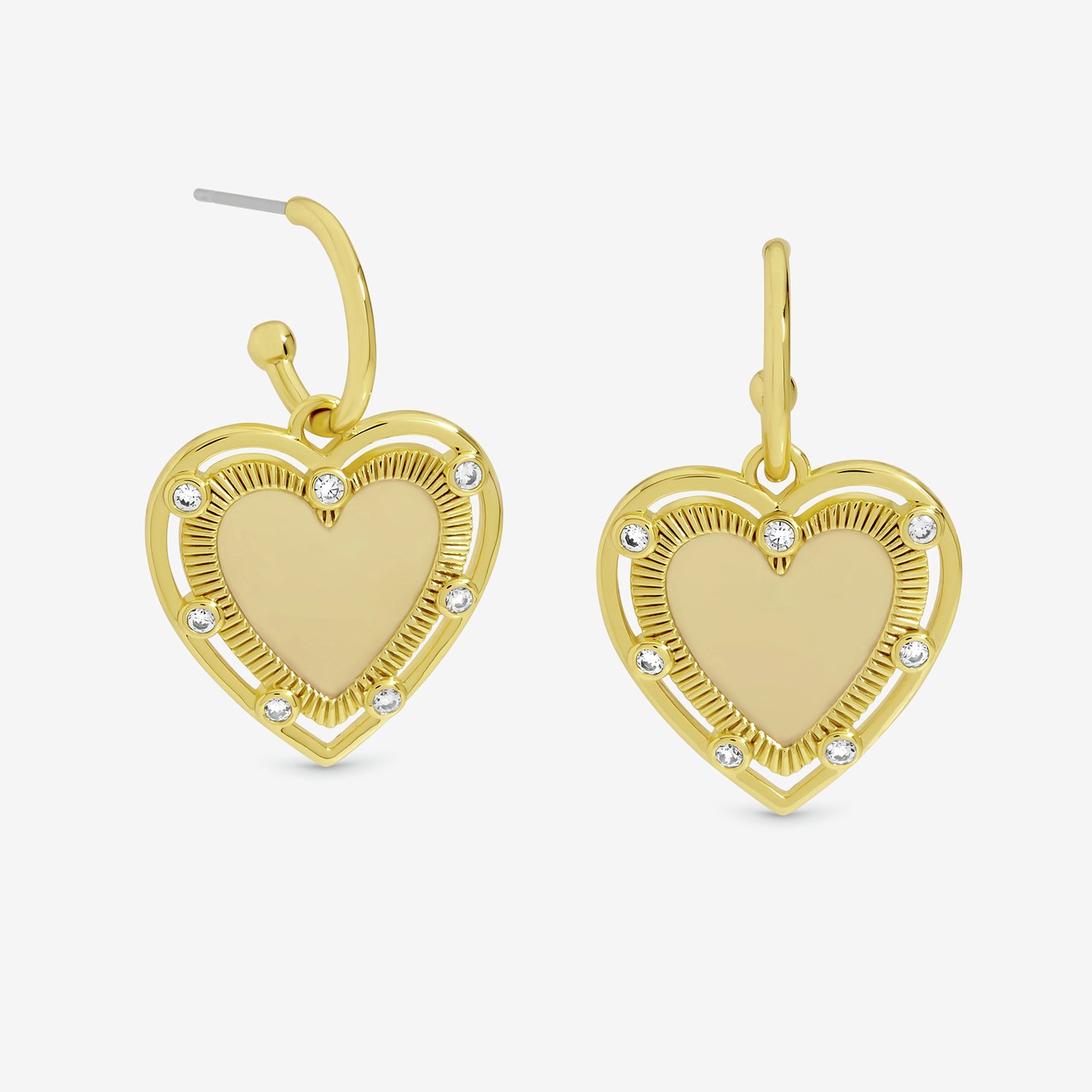 Inicio 14K Gold Plated Heart Charm Hoop Earrings