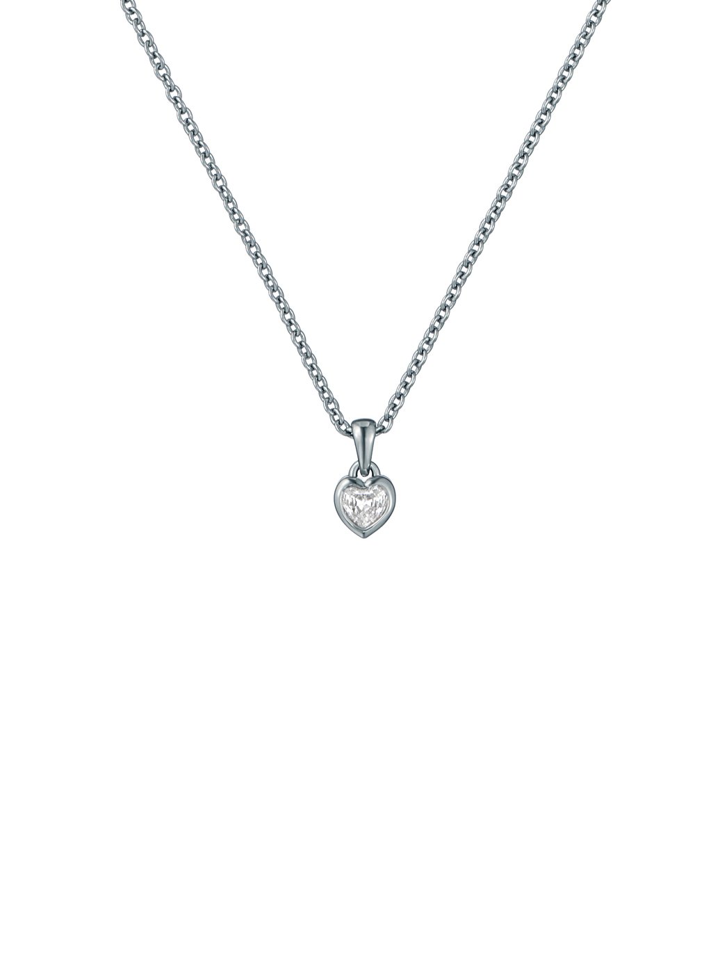 Ted Baker Silver Tone Mini Crystal Heart Pendant Necklace