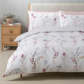 Habitat Botanical Bows White Bedding Set - Single