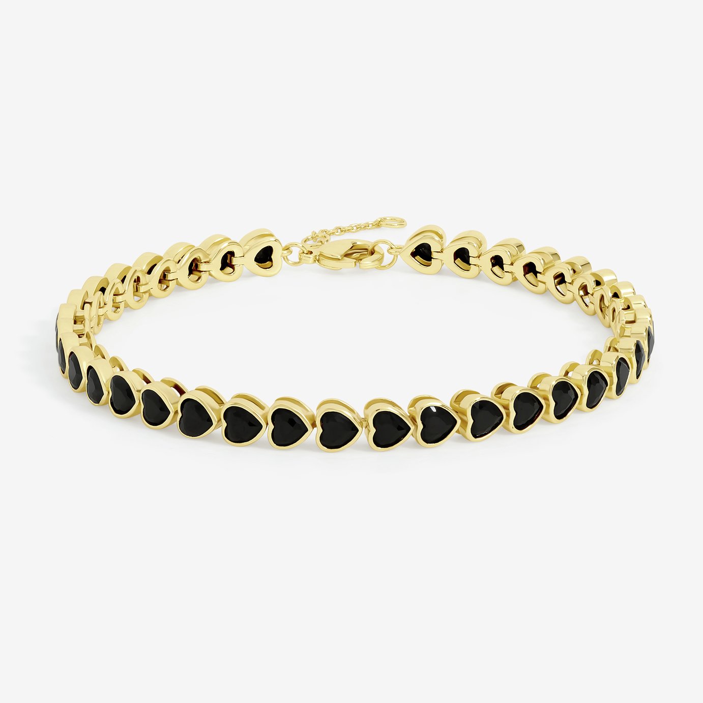 Inicio Gold Plated and Jet Crystal Tennis Bracelet