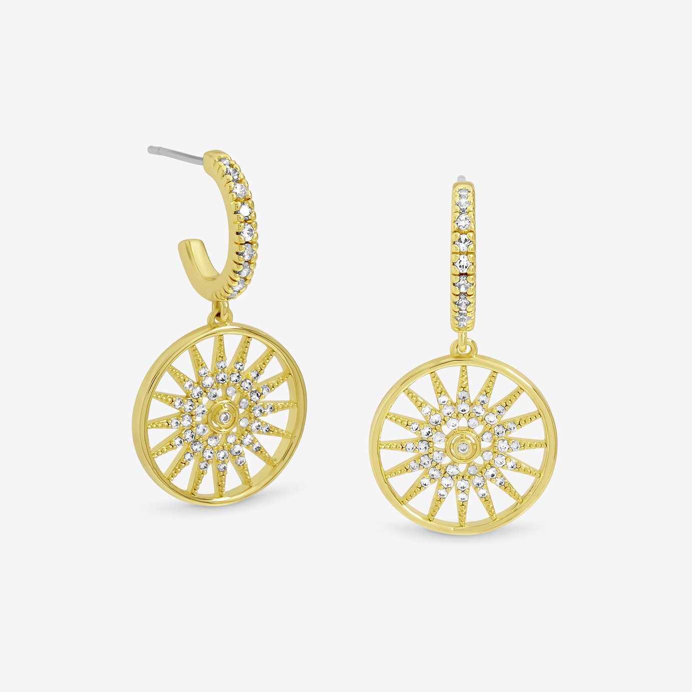 Inicio Gold Plated Celestial Charm Hoop Earrings