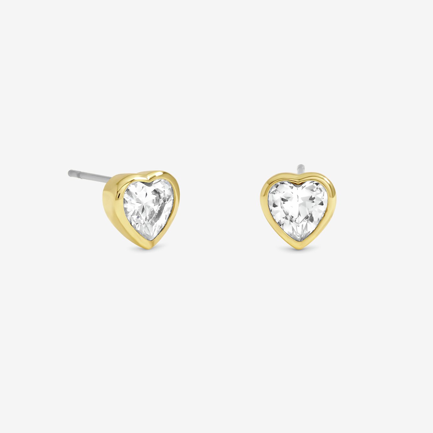Inicio Gold Plated and Crystal bezel Heart Stud Earrings