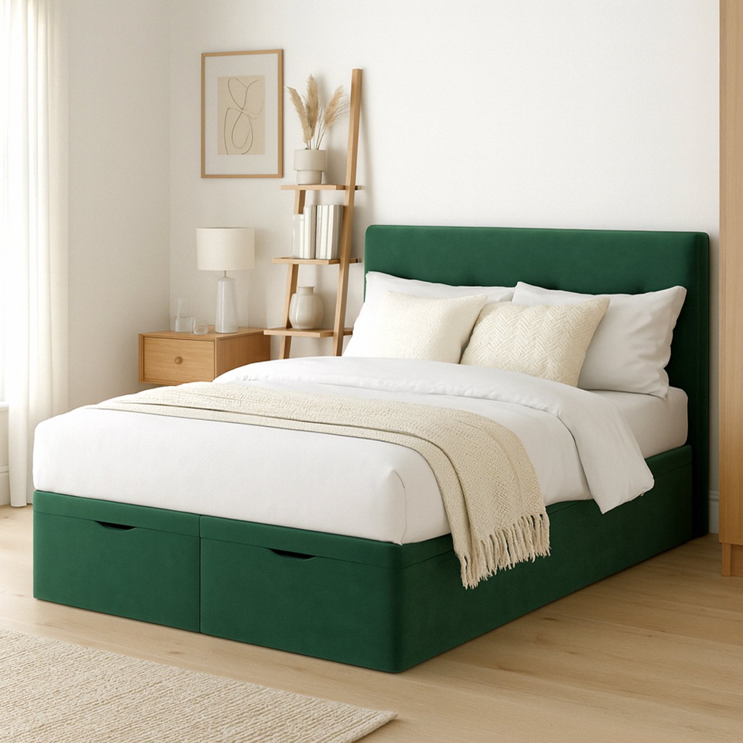 Millbrook Taylor Superking Fabric EndLift Ottoman Bed- Green