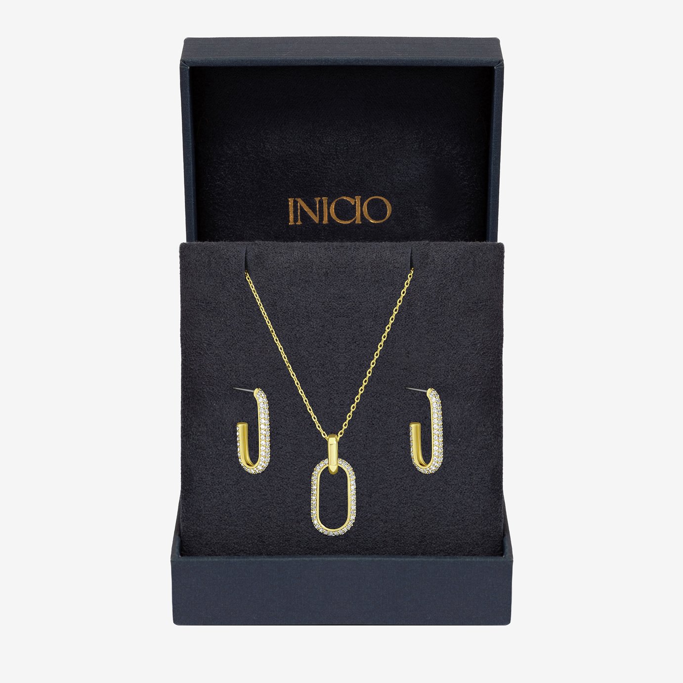 Inicio Gold Plated And Pave Open Link Set