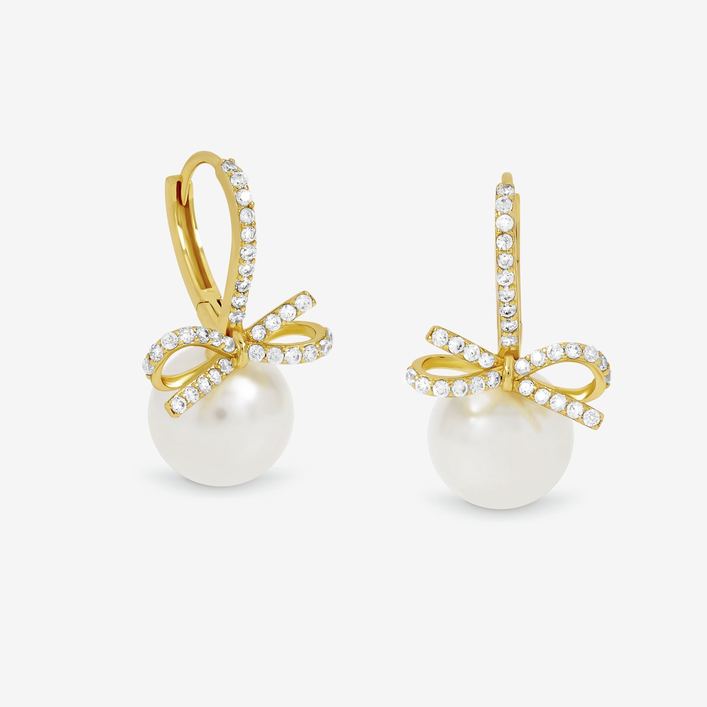 Jon Richard Crystal Bow and Pearl Hoops
