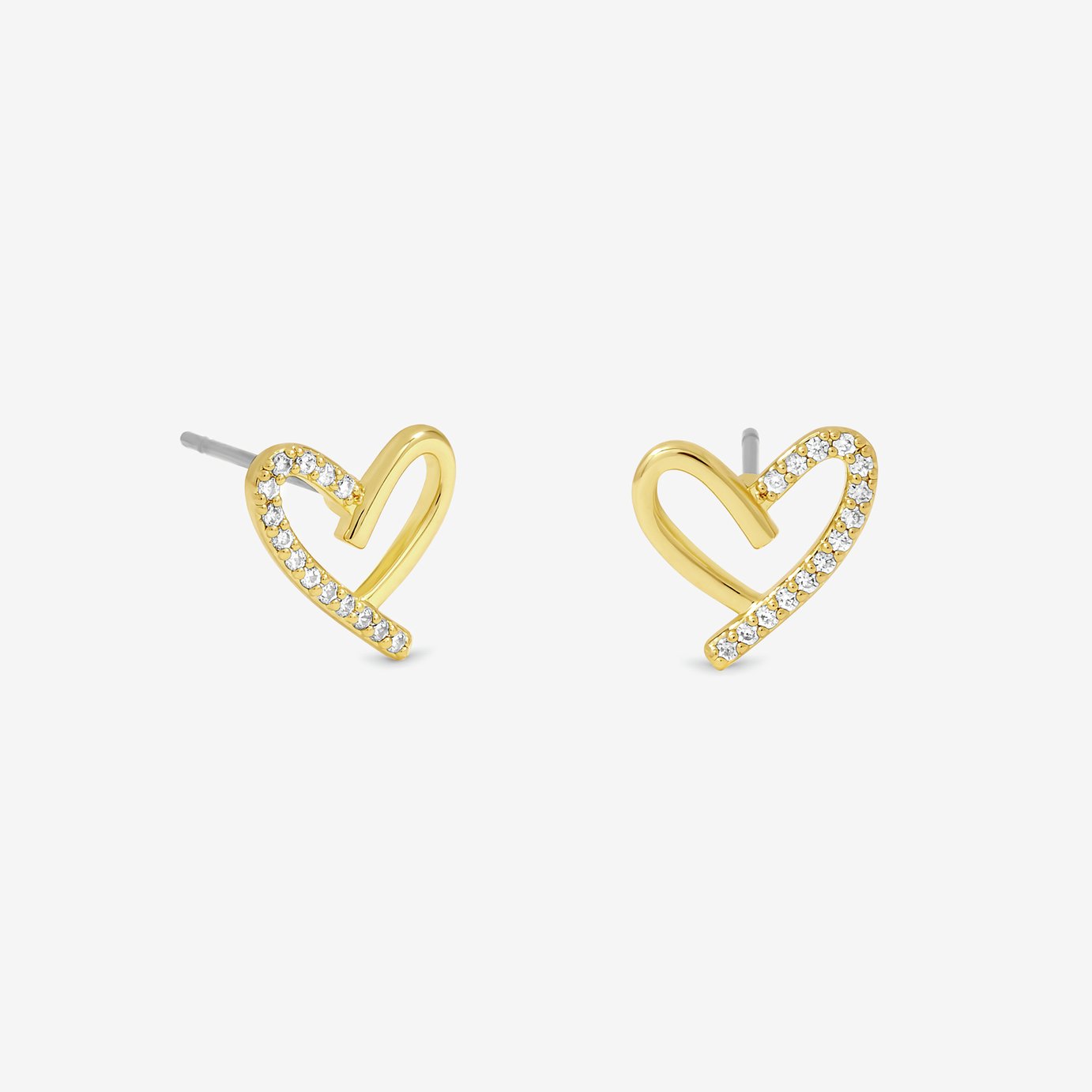 Jon Richard 14K Gold Plated Crystal and Polished Heart Studs