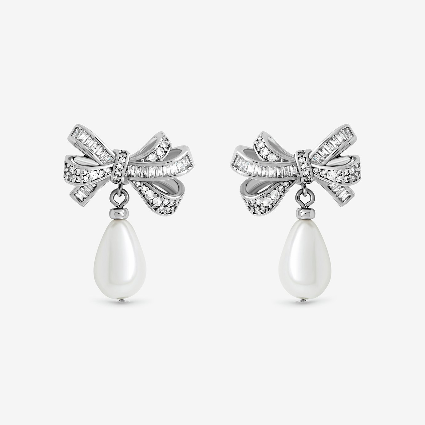 Jon Richard Cubic Zirconia Bow and Pearl Stud Earrings