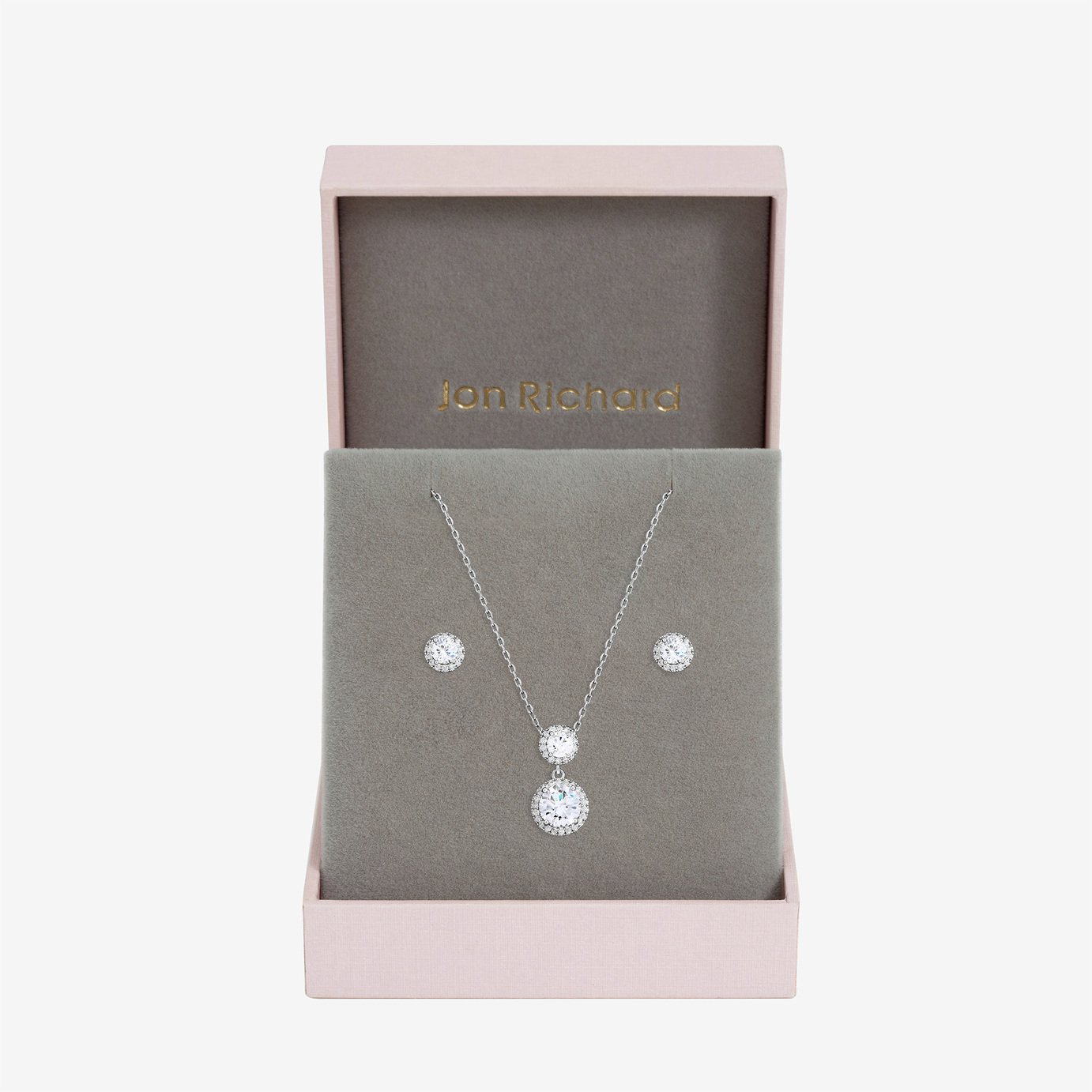 Jon Richard Cubic Zirconia Double Halo Drop Set