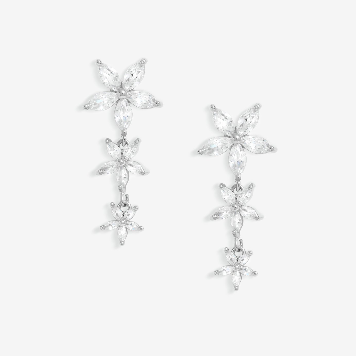 Jon Richard Cubic Zirconia Mixed Floral Stud Earrings