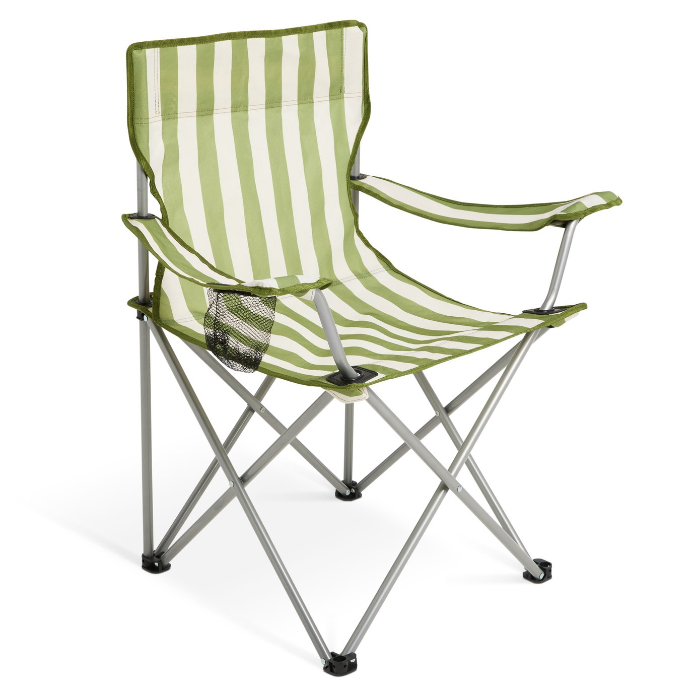Pro Action Folding Camping Chair - Green Stripe