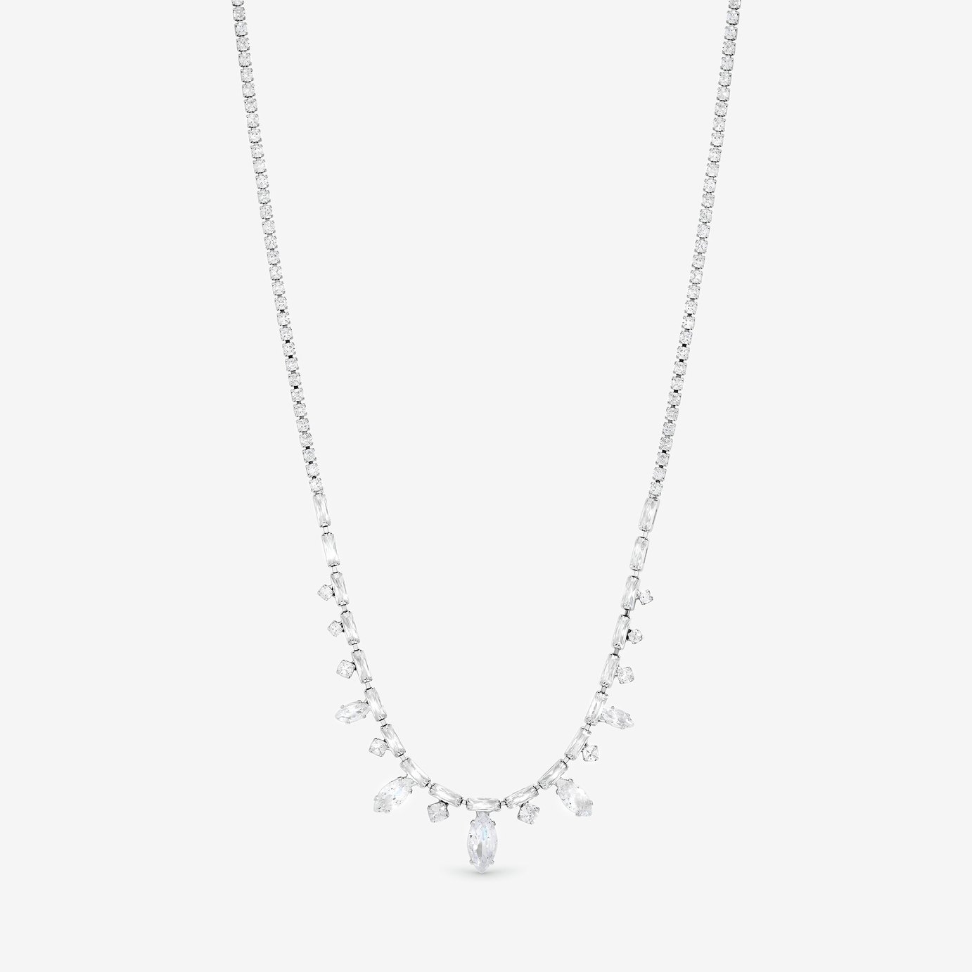 Jon Richard Silver Navette Stone Pendant Necklace