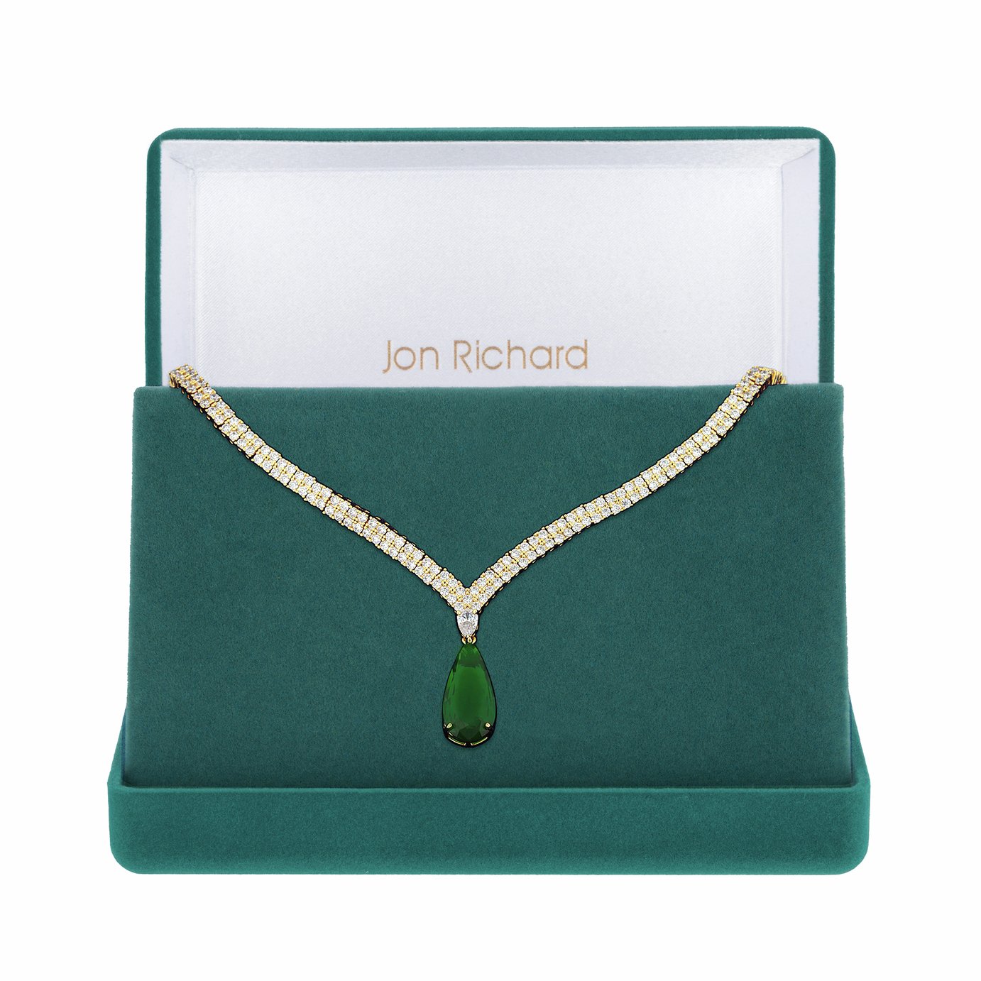 Jon Richard Emerald Green Pear Drop Collar Pendant Necklace