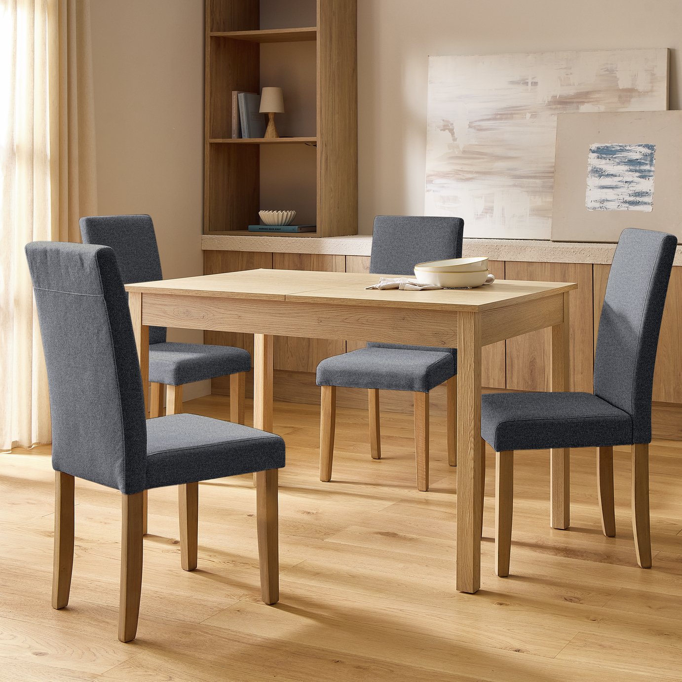 Argos Home Sendi Extending Dining Table and 4 Grey Chairs
