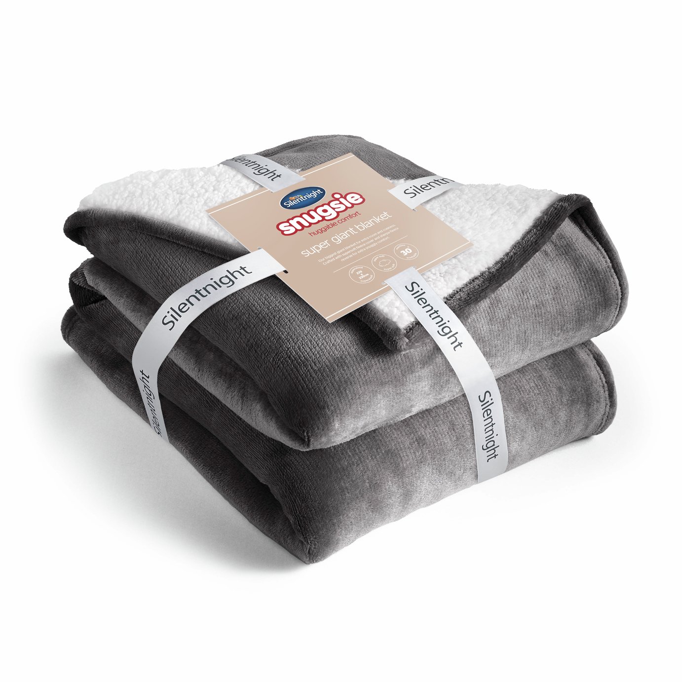 Silentnight Snugsie Teddy Fleece Giant Blanket - Charcoal